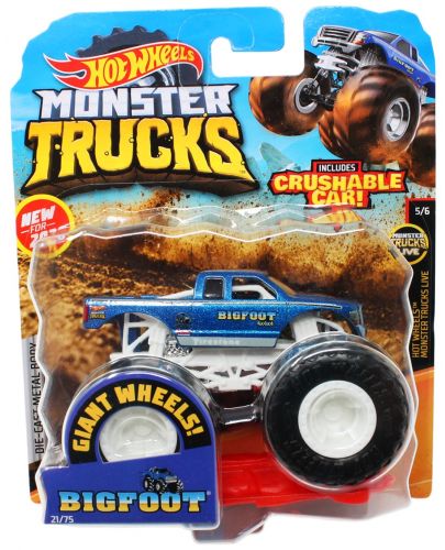 Бъги Hot Wheels Monster Trucks - Bigfoot 4x4x4, 1:64 - 1